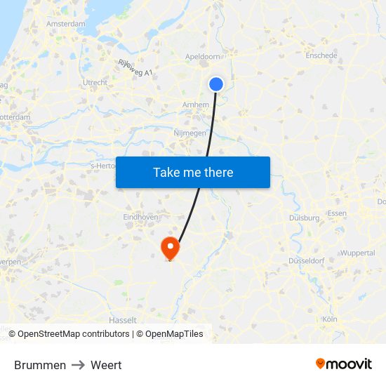 Brummen to Weert map