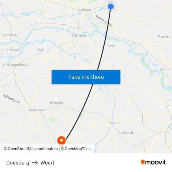 Doesburg to Weert map