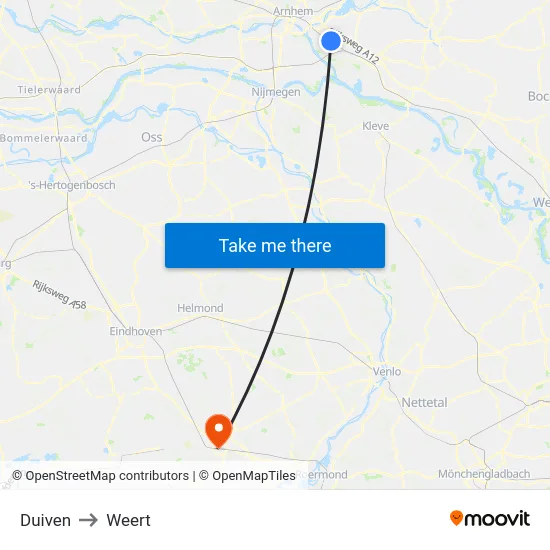 Duiven to Weert map