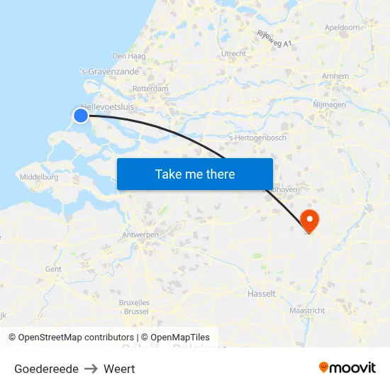 Goedereede to Weert map