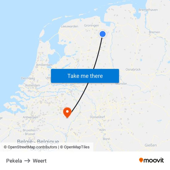 Pekela to Weert map