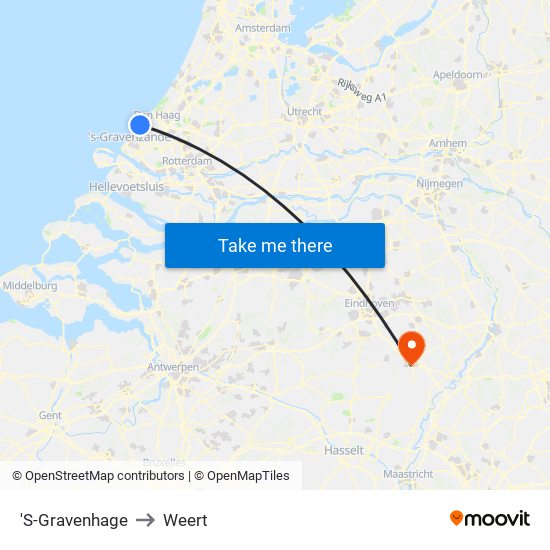 'S-Gravenhage to Weert map