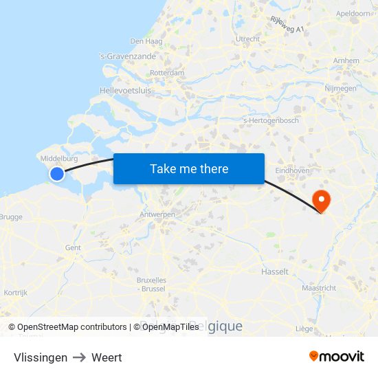 Vlissingen to Weert map