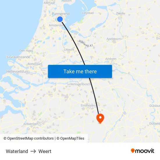 Waterland to Weert map