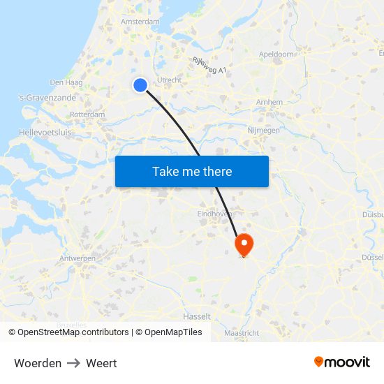 Woerden to Weert map