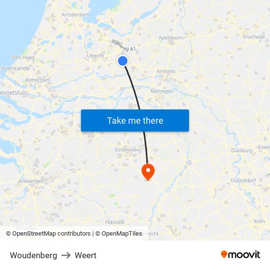 Woudenberg to Weert map