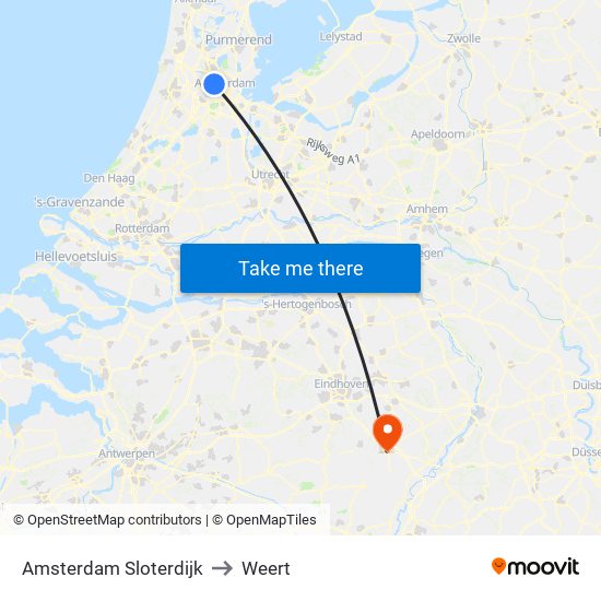 Amsterdam Sloterdijk to Weert map