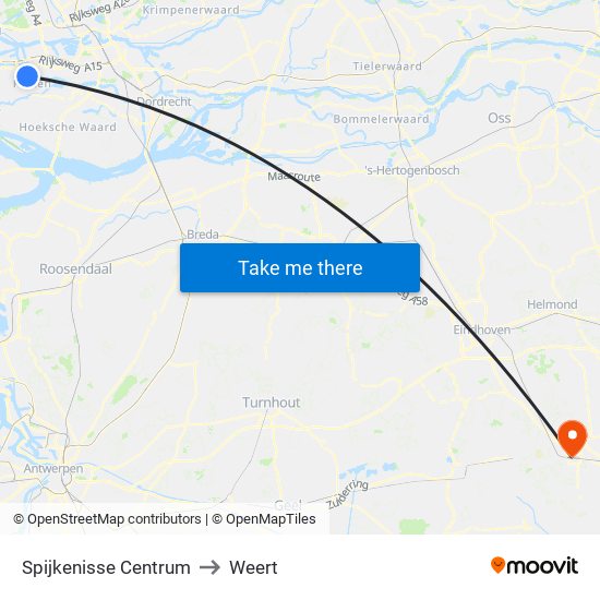 Spijkenisse Centrum to Weert map