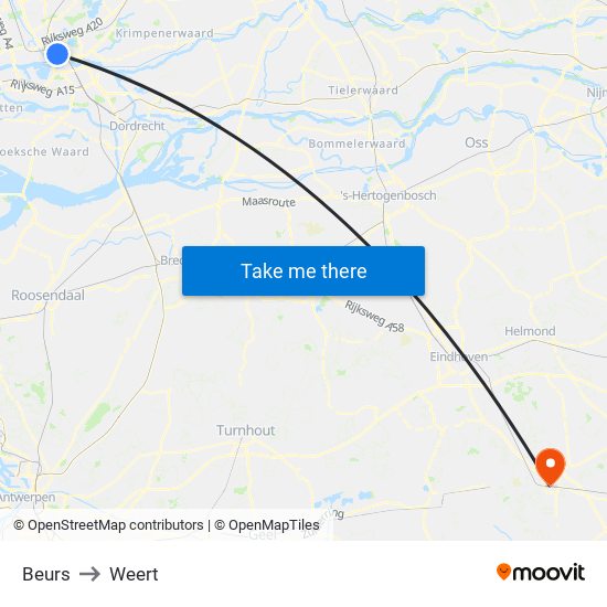 Beurs to Weert map