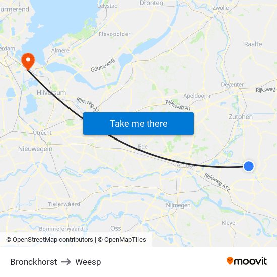 Bronckhorst to Weesp map