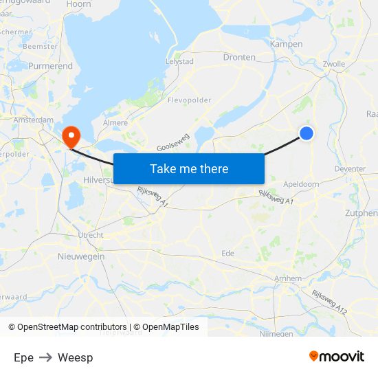 Epe to Weesp map