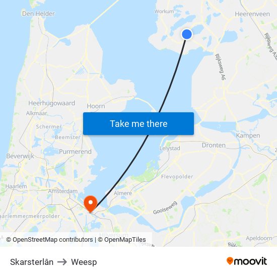 Skarsterlân to Weesp map