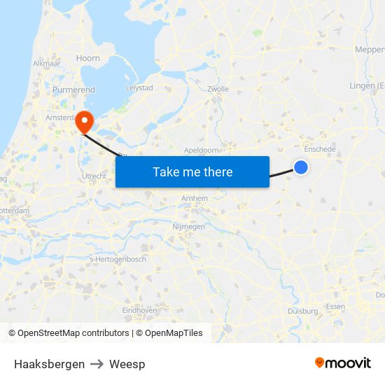 Haaksbergen to Weesp map