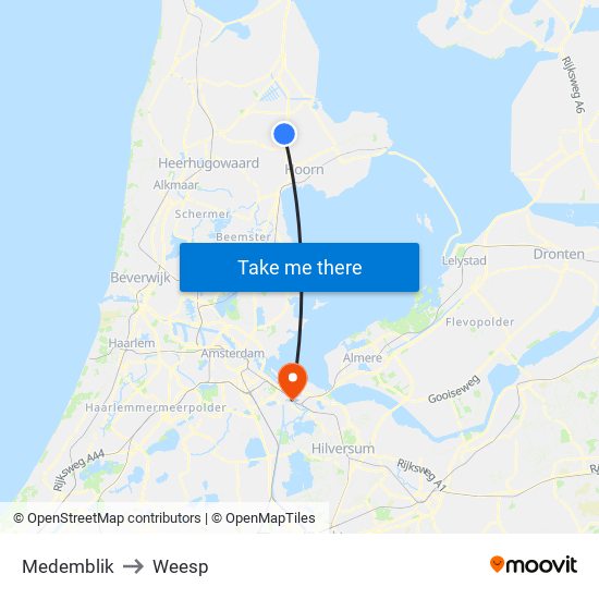 Medemblik to Weesp map