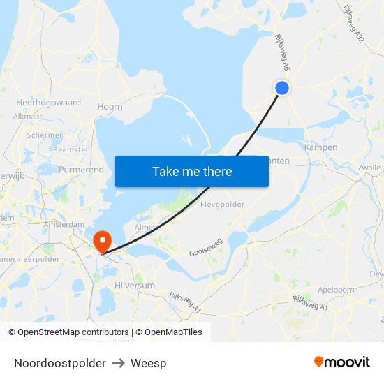 Noordoostpolder to Weesp map