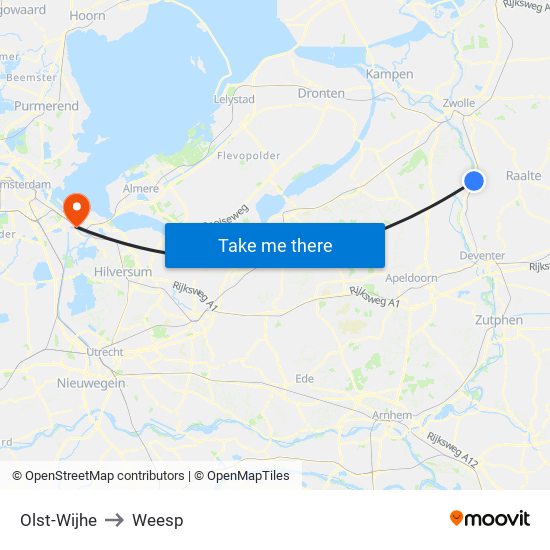 Olst-Wijhe to Weesp map