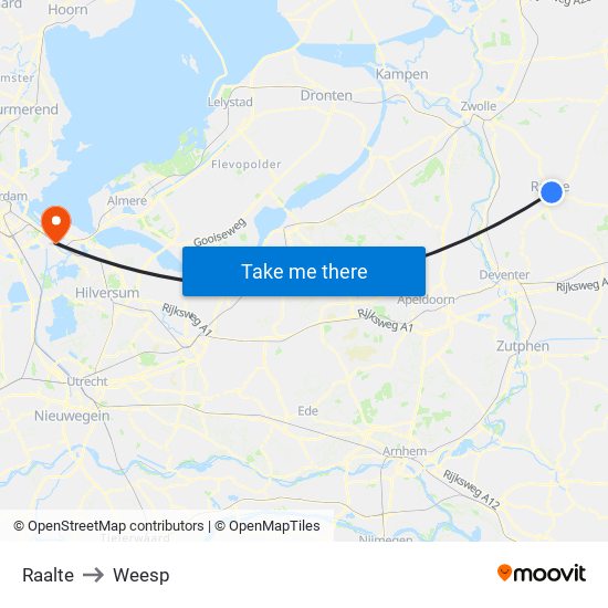 Raalte to Weesp map