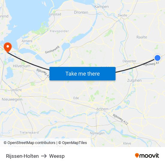 Rijssen-Holten to Weesp map