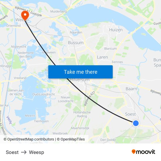 Soest to Weesp map