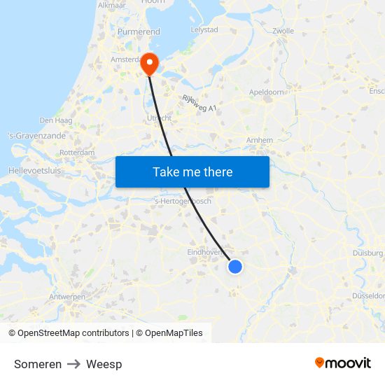 Someren to Weesp map