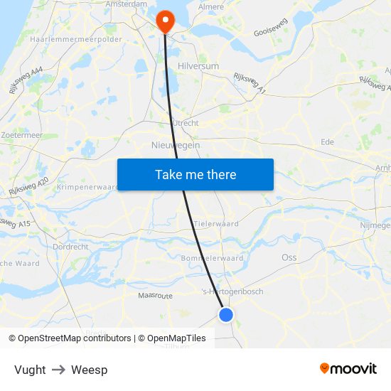 Vught to Weesp map