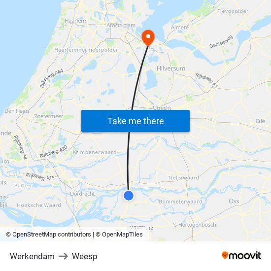 Werkendam to Weesp map