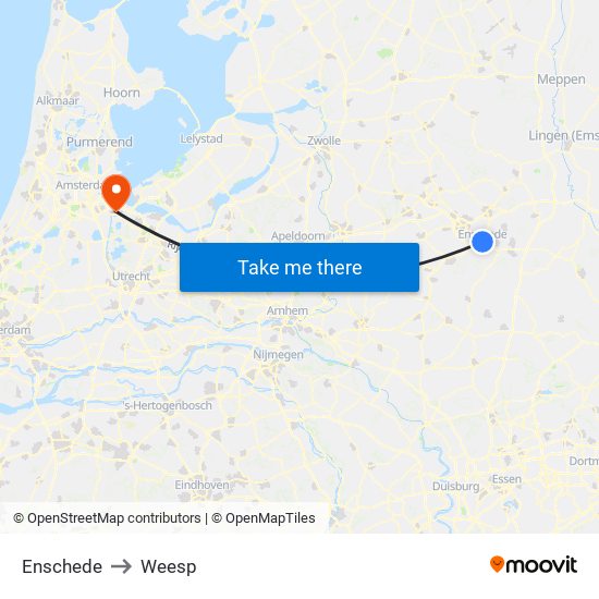 Enschede to Weesp map