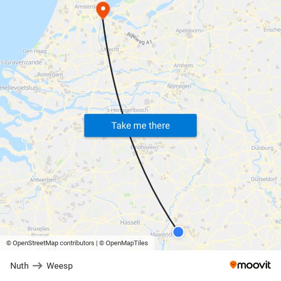 Nuth to Weesp map