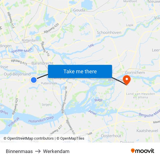Binnenmaas to Werkendam map