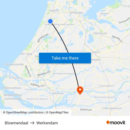 Bloemendaal to Werkendam map