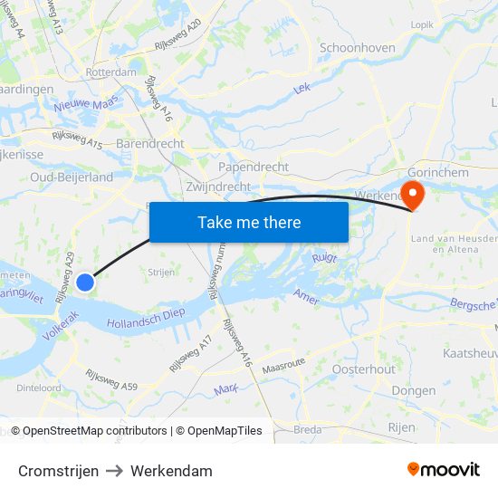 Cromstrijen to Werkendam map