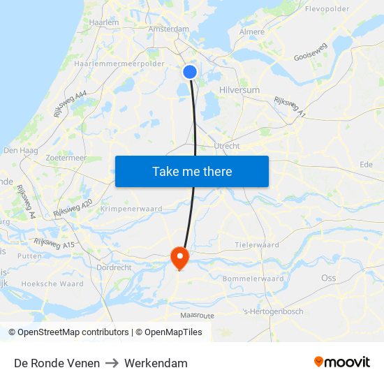 De Ronde Venen to Werkendam map