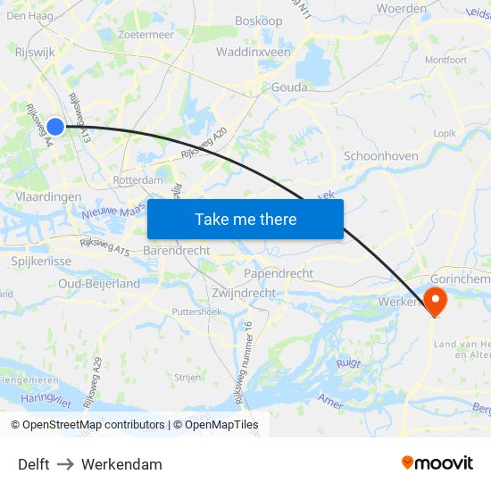 Delft to Werkendam map