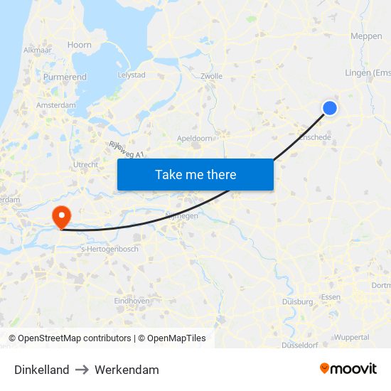 Dinkelland to Werkendam map
