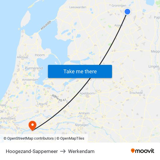 Hoogezand-Sappemeer to Werkendam map