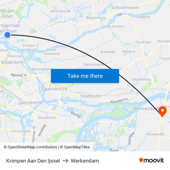 Krimpen Aan Den Ijssel to Werkendam map