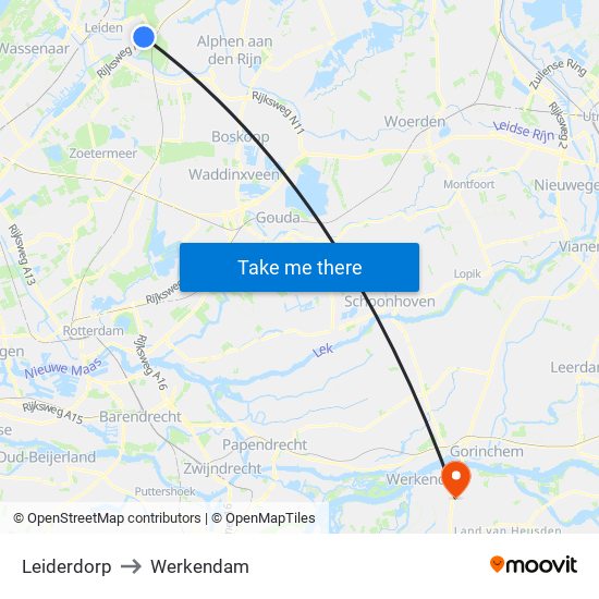 Leiderdorp to Werkendam map