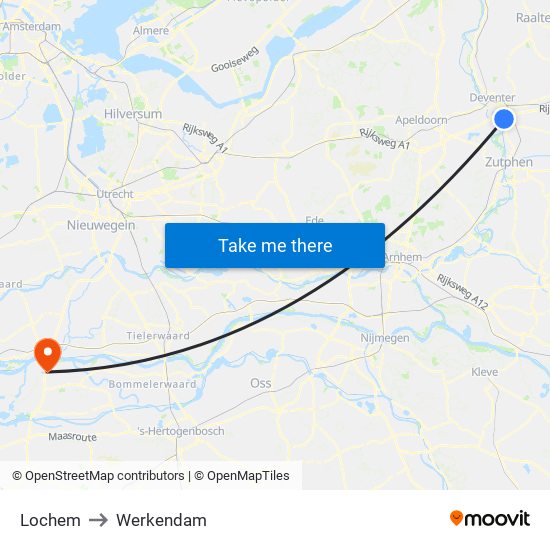 Lochem to Werkendam map