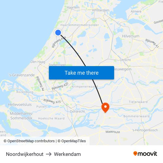 Noordwijkerhout to Werkendam map