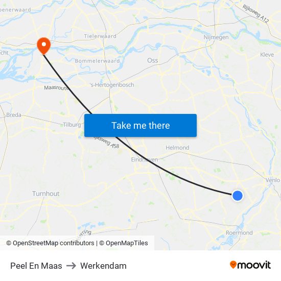 Peel En Maas to Werkendam map