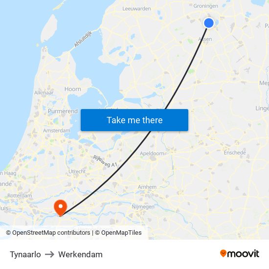 Tynaarlo to Werkendam map