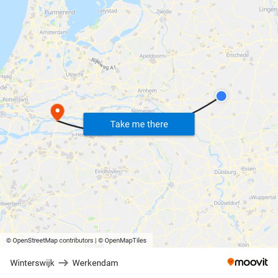 Winterswijk to Werkendam map