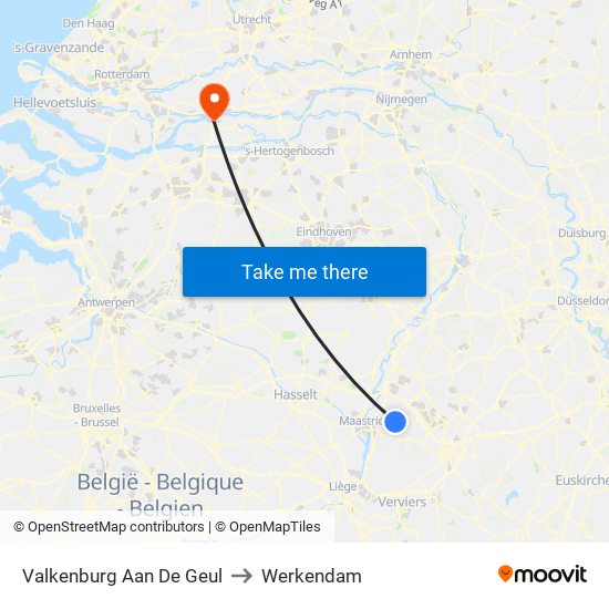 Valkenburg Aan De Geul to Werkendam map