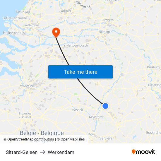 Sittard-Geleen to Werkendam map