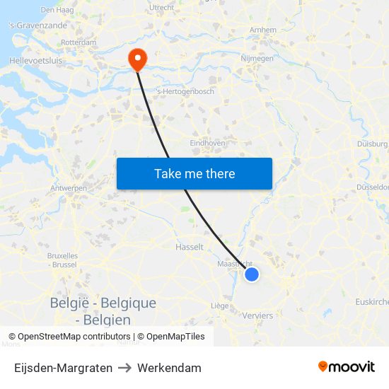 Eijsden-Margraten to Werkendam map