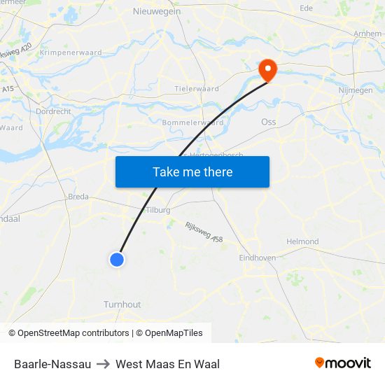 Baarle-Nassau to West Maas En Waal map