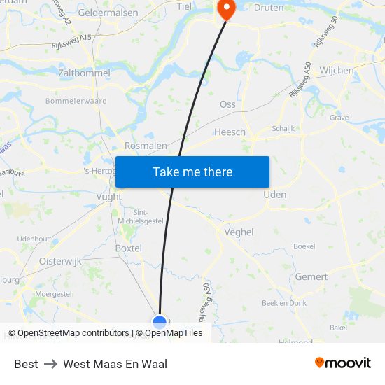 Best to West Maas En Waal map