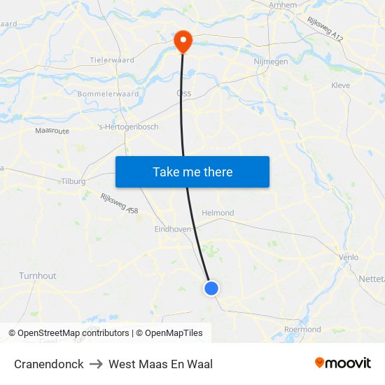 Cranendonck to West Maas En Waal map