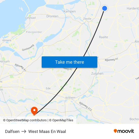 Dalfsen to West Maas En Waal map