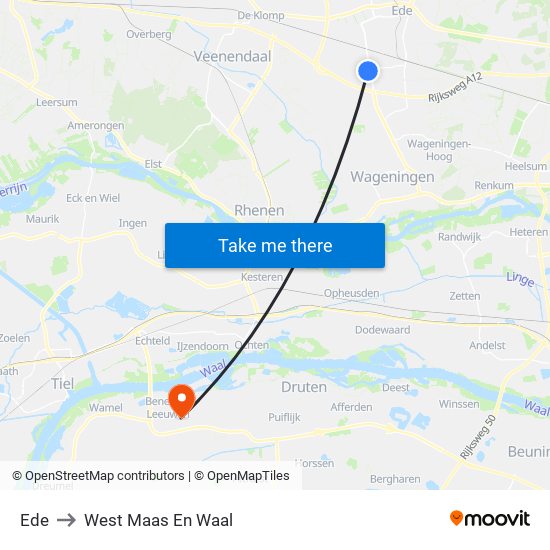 Ede to West Maas En Waal map